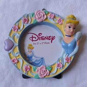 Disney Cinderella Blue and Pink Round Photo Frame Fits 2"x2" Photo